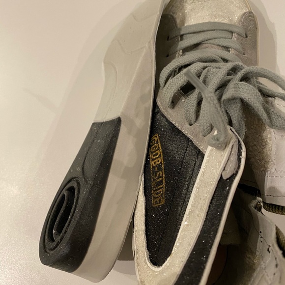 Golden Goose Slide Sneaker Black White Shimmer NIB - Picture 13 of 13